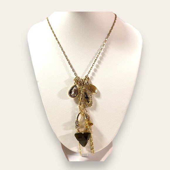 NY & Co Gold Tone Charm Necklace 26” Statement Eclectic Comment Gift EUC - Picture 3 of 16
